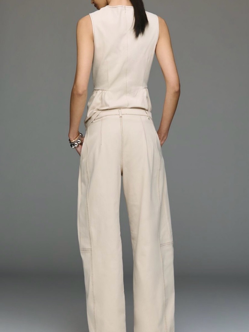 Maeve Cream Wide-Leg High-Rise Pants - Picture 2 of 4